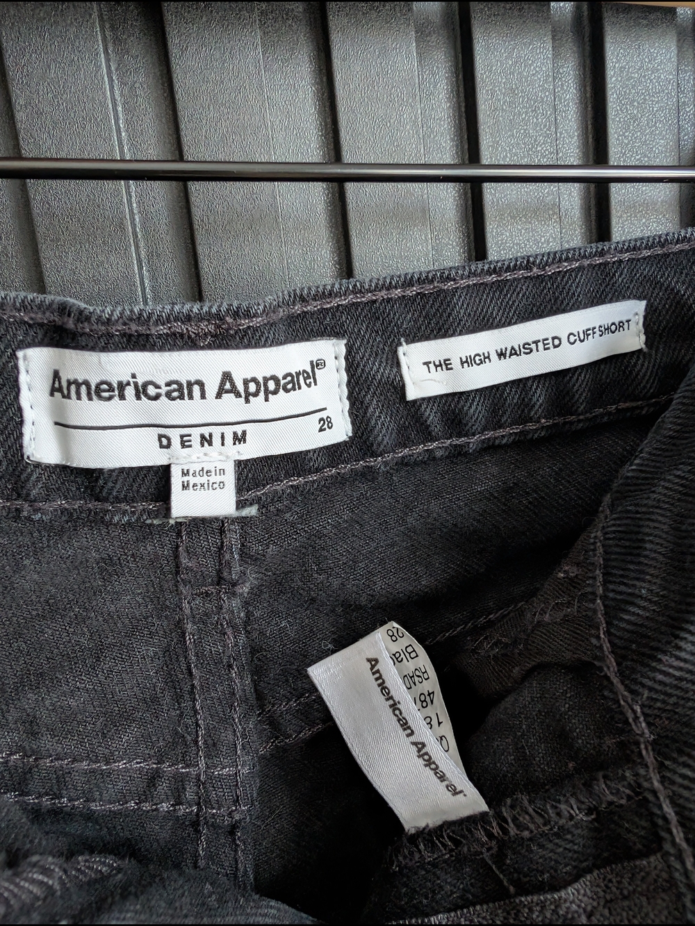 American Apparel Black High-Rise Denim Shorts - Picture 3 of 10